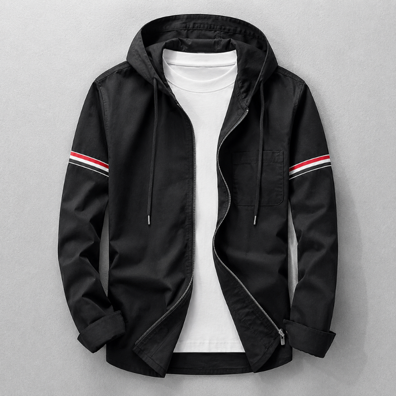 Stylish men's lightweight hooded jacket for everyday wear. Tailored fit, comfortable outerwear for all seasons.