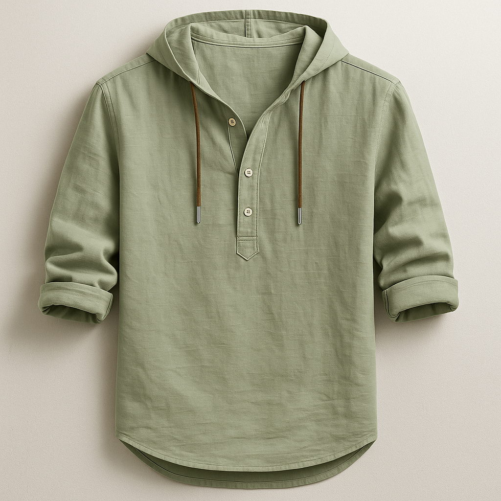 Men's casual lightweight hooded shirt, long sleeve. Great for everyday comfort, spring outings & summer evenings.