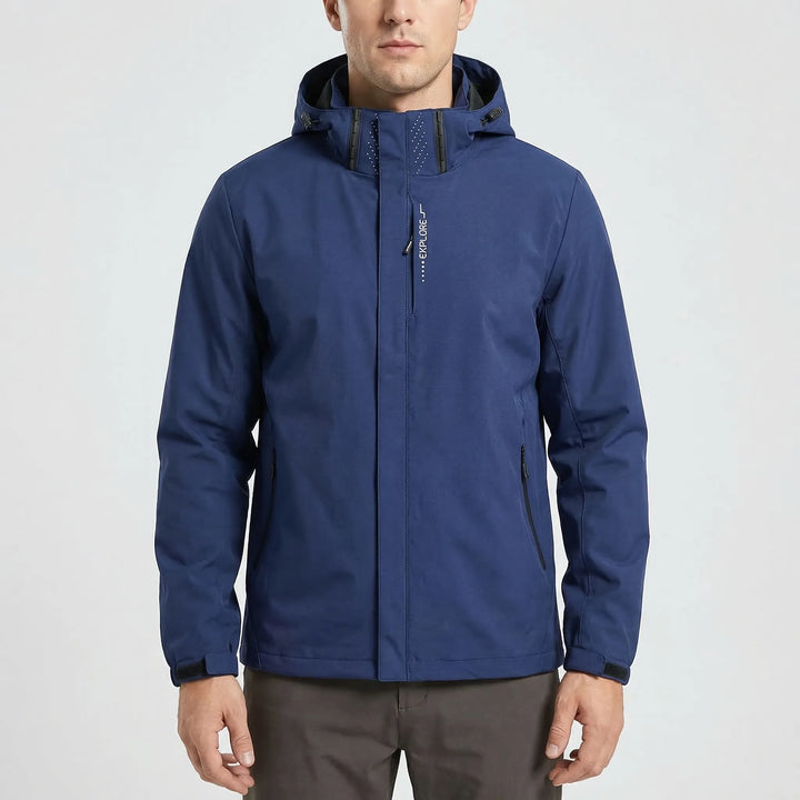 Men's hooded windbreaker for hiking & outdoor sports. Lightweight, water repellent activewear jacket.