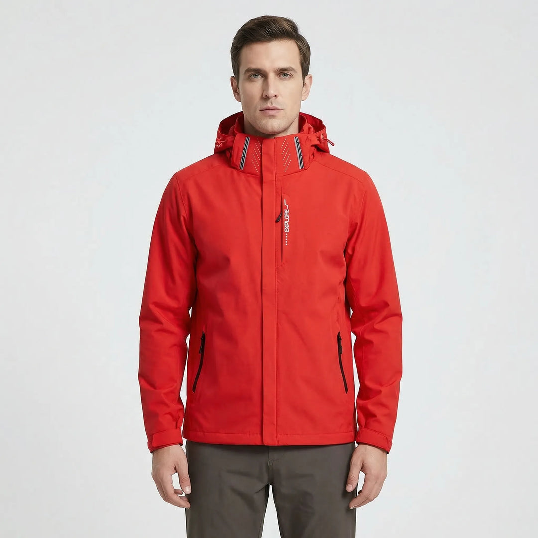 Durable men's lightweight hooded windbreaker jacket offering water repellency for all outdoor adventures.