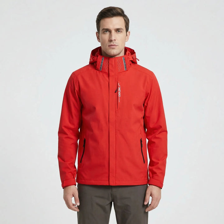 Durable men's lightweight hooded windbreaker jacket offering water repellency for all outdoor adventures.