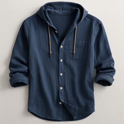 Men's lightweight hoodie shirt in a relaxed fit, perfect for casual spring & summer comfort.