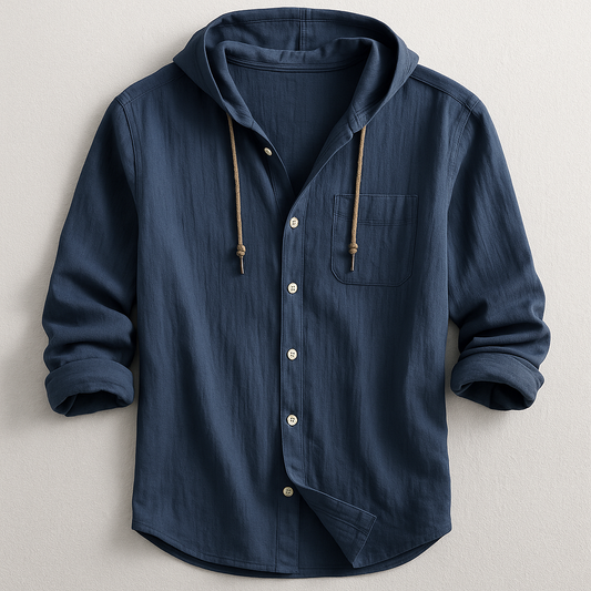 Men's lightweight hoodie shirt in a relaxed fit, perfect for casual spring & summer comfort.