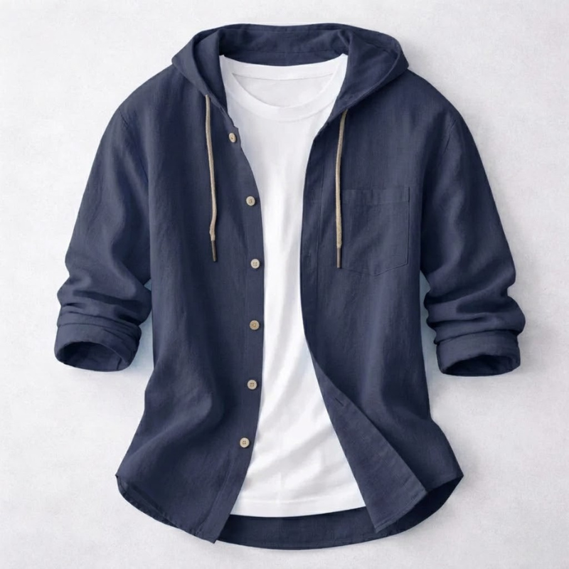 Men's lightweight hoodie shirt in a relaxed fit, perfect for casual style & comfort, featuring a drawstring hood.