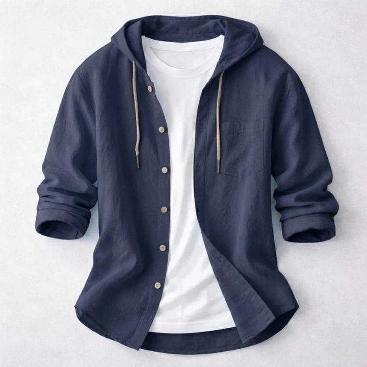 Men's lightweight hoodie shirt in a relaxed fit, perfect for casual style & comfort, featuring a drawstring hood.