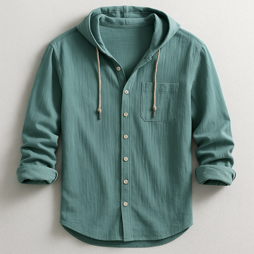 Breathable men's lightweight hoodie shirt, ideal for everyday wear and versatile summer style.