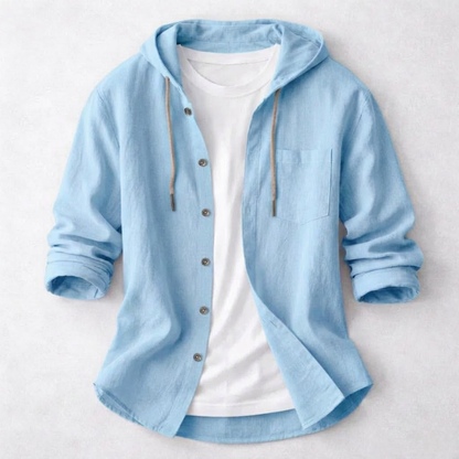 Versatile men's lightweight hoodie with a curved hem, ideal for a comfortable, layered look in men's fashion.