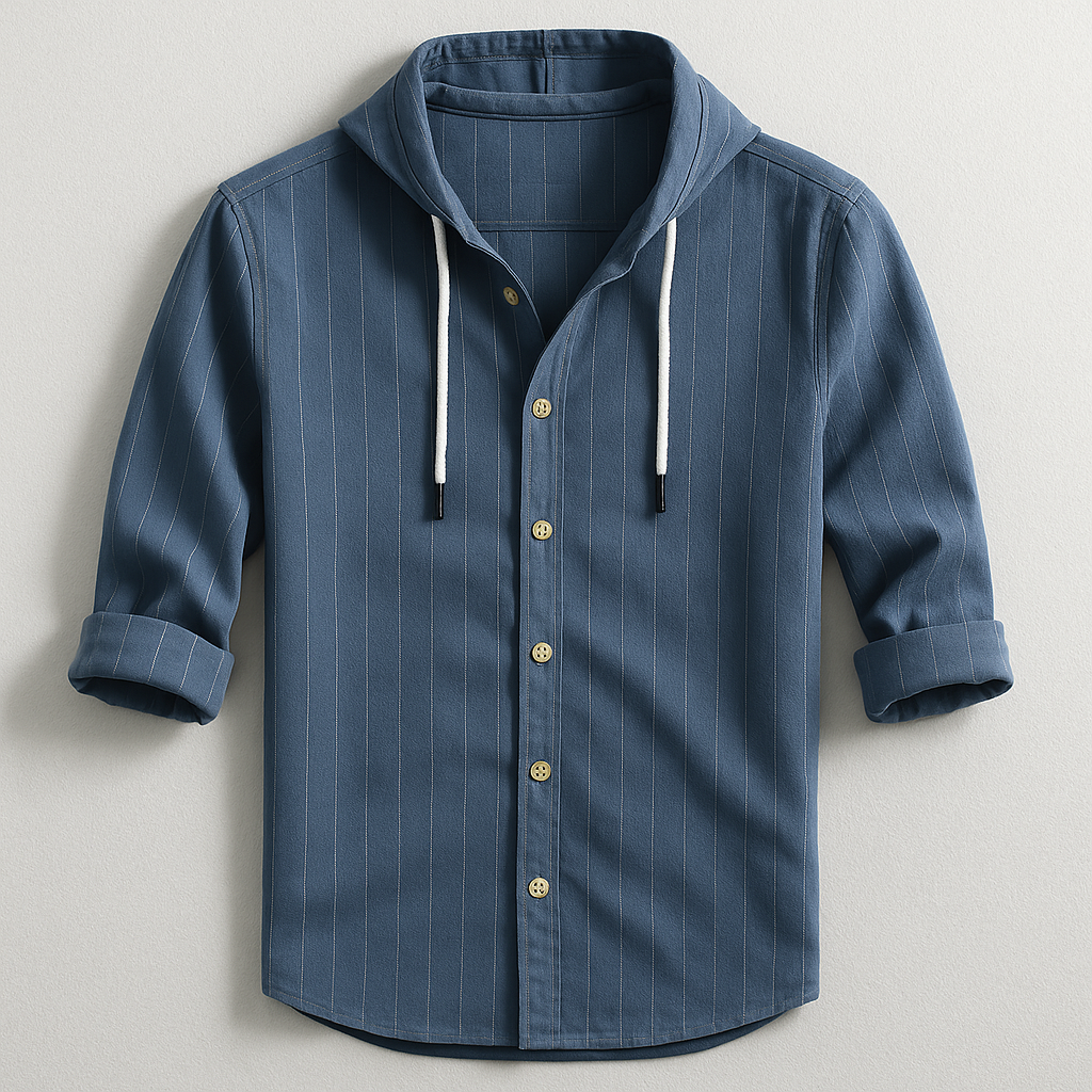 Modern men's casual lightweight hoodie shirt with relaxed fit & drawstring hood. Comfortable for everyday.