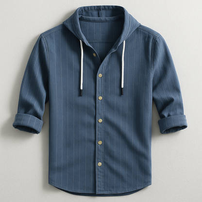 Modern men's casual lightweight hoodie shirt with relaxed fit & drawstring hood. Comfortable for everyday.