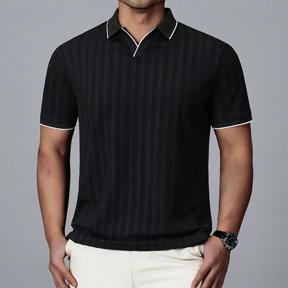 Sienna men's lightweight knitted polo, an everyday comfort staple for summer fashion.