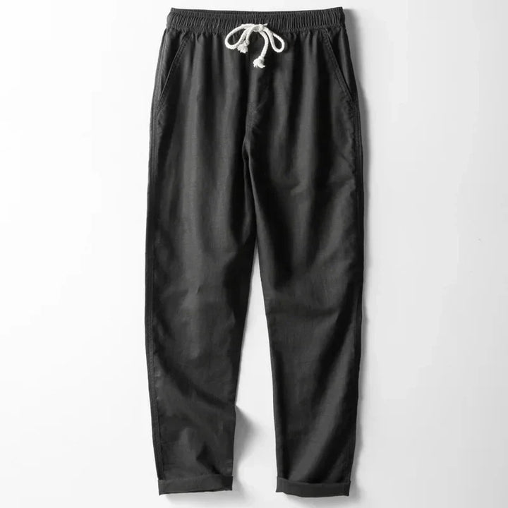 Relaxed style men's linen pants, perfect for lightweight, breathable summer comfort and beach wear.
