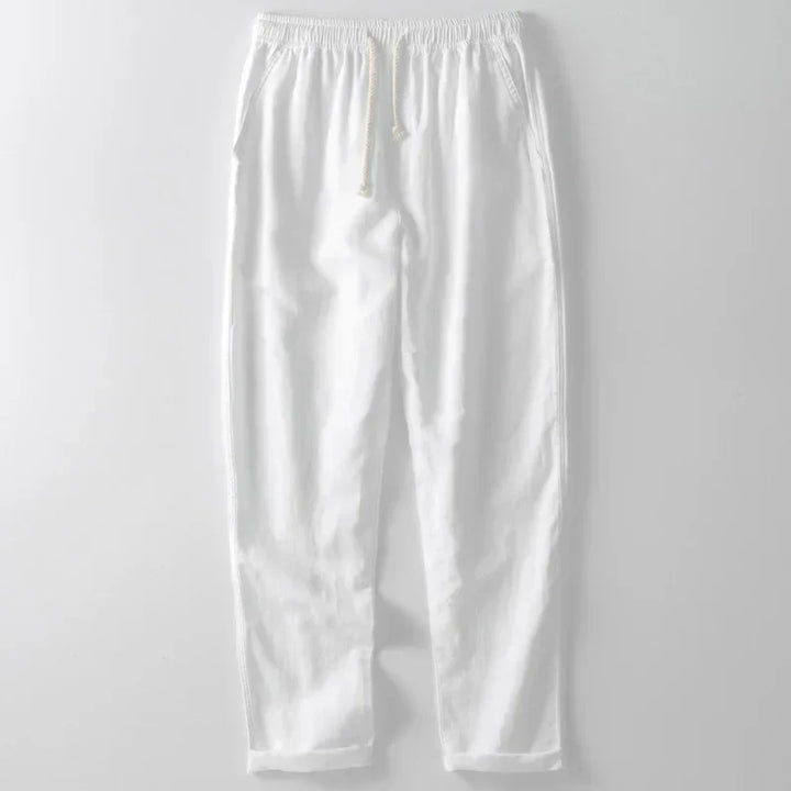 Men's comfort fit linen trousers, lightweight and breathable for casual summer and beach adventures.