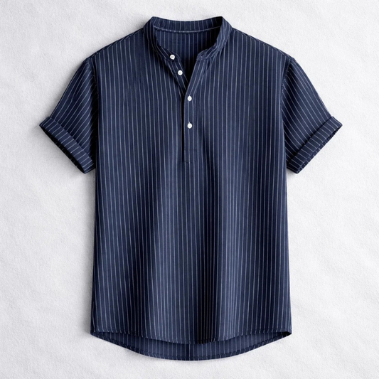 Men's lightweight long sleeve Henley shirt for casual comfort, ideal for spring & summer style.