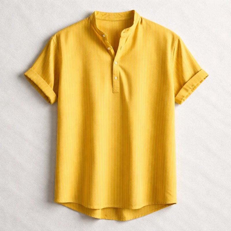 Stylish men's tailored fit henley, a lightweight long sleeve top for smart casual spring outfits.