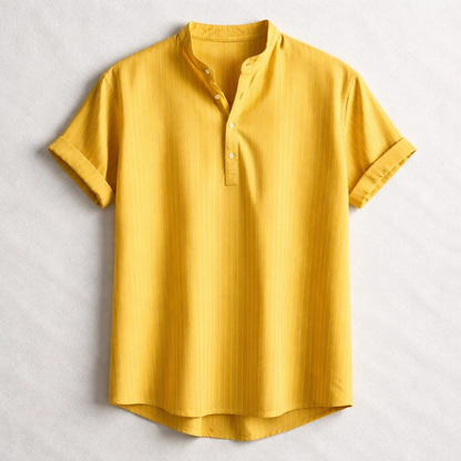 Stylish men's tailored fit henley, a lightweight long sleeve top for smart casual spring outfits.