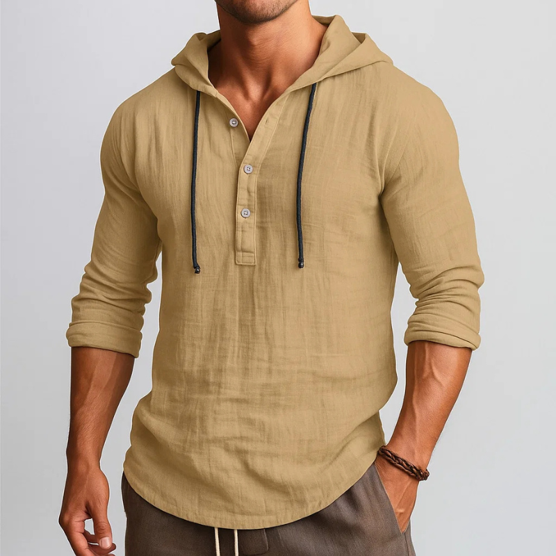 Versatile men's casual hoodie shirt, lightweight & relaxed, ideal for effortless everyday style.