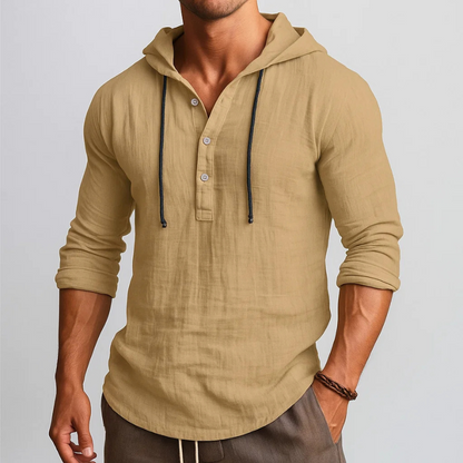Versatile men's casual hoodie shirt, lightweight & relaxed, ideal for effortless everyday style.