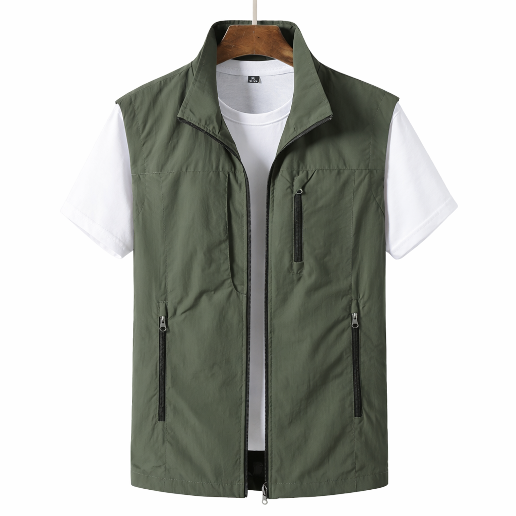 Men's lightweight multi-pocket summer vest, perfect for casual wear, travel, fishing, and outdoor utility.