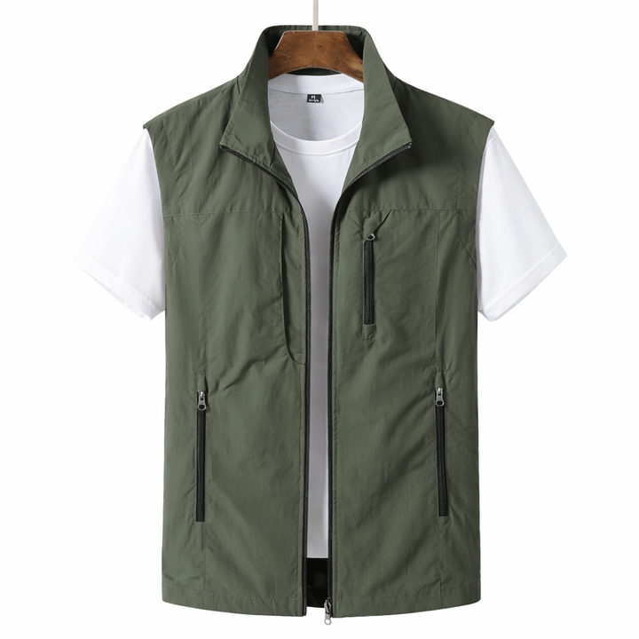 Men's lightweight multi-pocket summer vest, perfect for casual wear, travel, fishing, and outdoor utility.