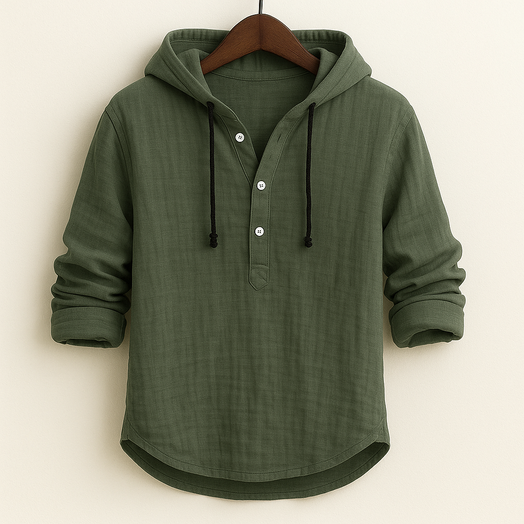 Versatile men's Orlando hoodie shirt, ideal for spring & summer style. Features a long sleeve & drawstring hood.