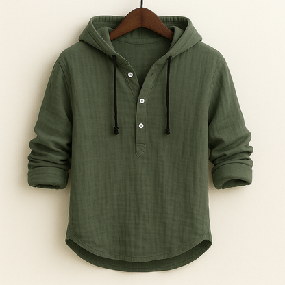 Versatile men's Orlando hoodie shirt, ideal for spring & summer style. Features a long sleeve & drawstring hood.