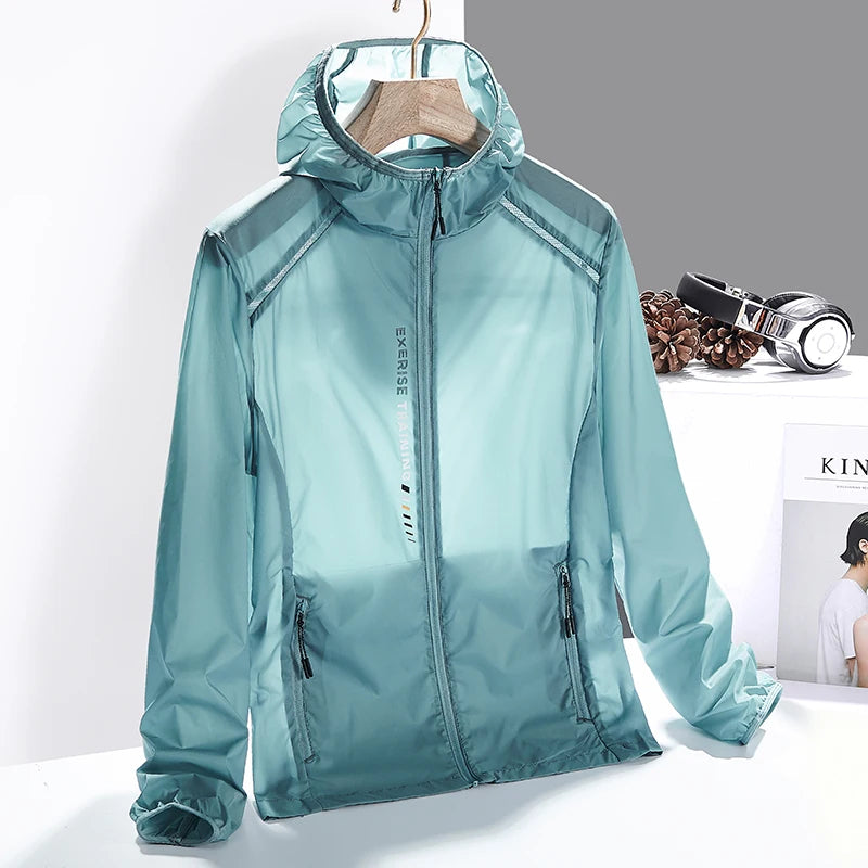 Men's lightweight outdoor windbreaker jacket, quick-dry fabric for hiking & camping. Reflective for safety.