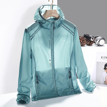 Men's lightweight outdoor windbreaker jacket, quick-dry fabric for hiking & camping. Reflective for safety.