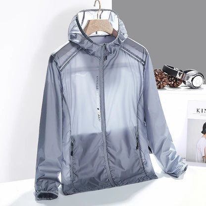 Activewear men's windbreaker jacket with quick-dry fabric & reflective details for safe outdoor adventures.