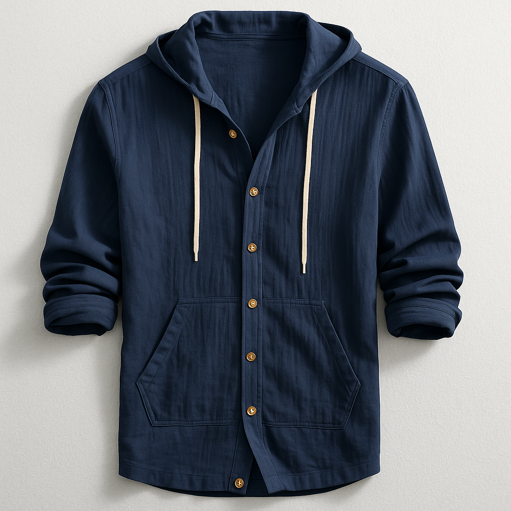 Versatile men's oxford hoodie, relaxed fit for casual style and everyday comfort.