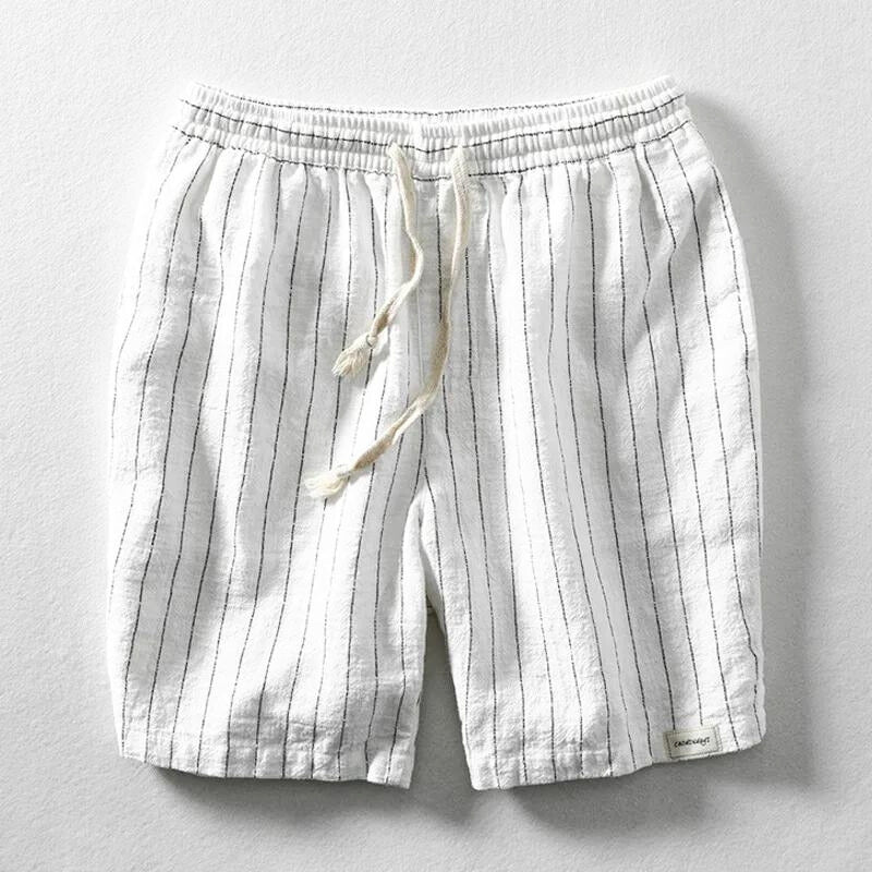 Breathable, lightweight men's pinstripe casual shorts, ideal for comfortable summer fashion & easy care.