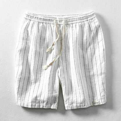 Breathable, lightweight men's pinstripe casual shorts, ideal for comfortable summer fashion & easy care.