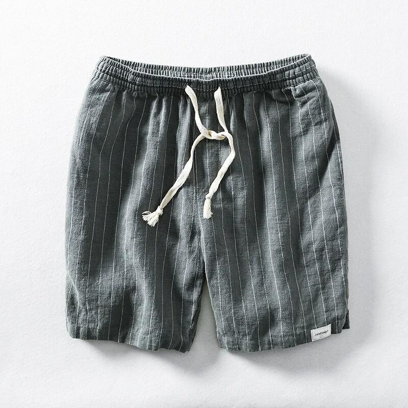 Stylish men's pinstripe casual shorts, lightweight and perfect for summer fashion, vacations, or daily wear.