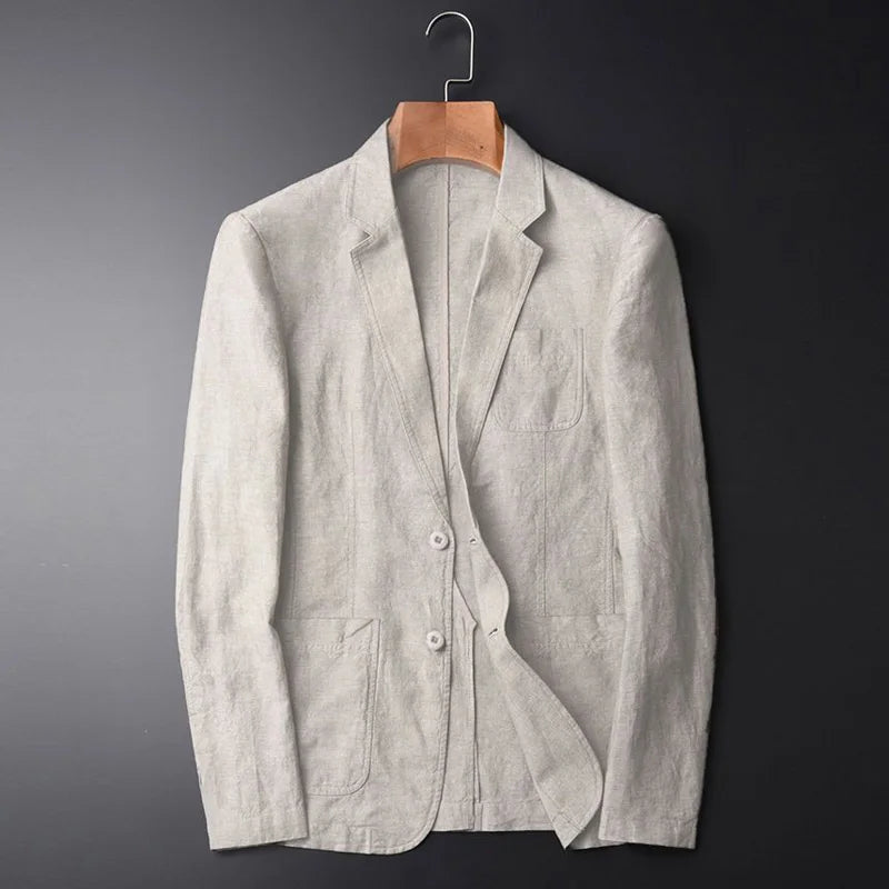 Men's lightweight professional cream blazer, perfect for smart casual or formal wear. Versatile outerwear jacket.