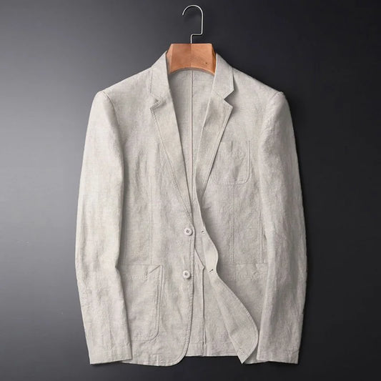 Men's lightweight professional cream blazer, perfect for smart casual or formal wear. Versatile outerwear jacket.