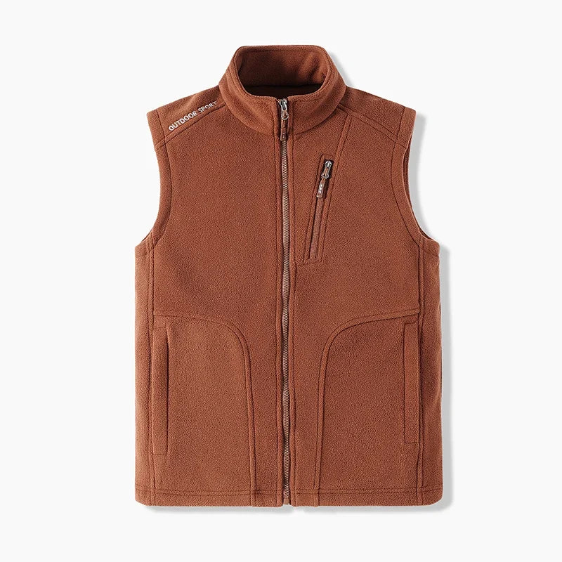 Insulated men's down vest, a lightweight puffer outerwear piece for warmth and easy layering in cold weather.