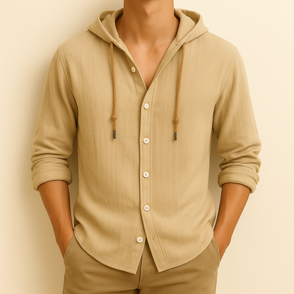 Men's hooded lightweight pullover shirt for ultimate comfort & versatile casual wear.