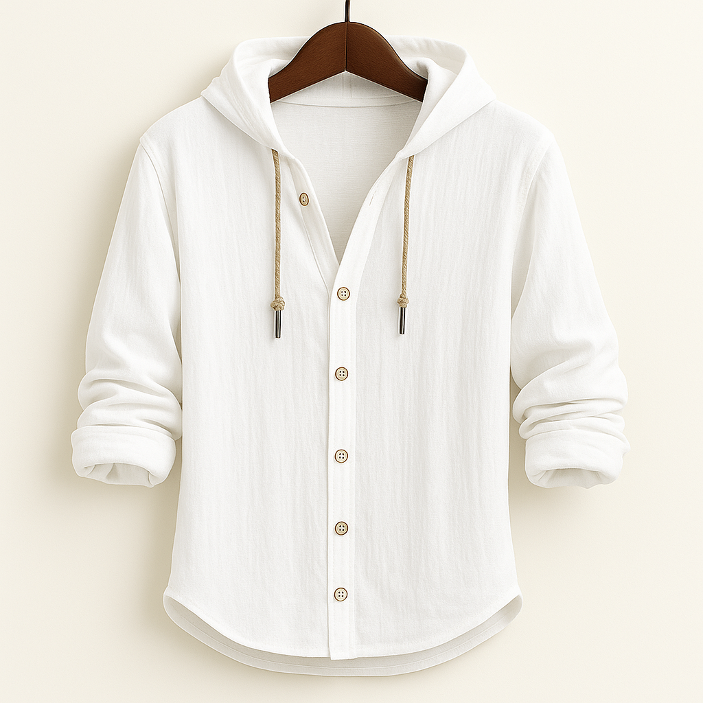 Comfortable men's lightweight pullover hooded shirt, perfect for casual spring days.