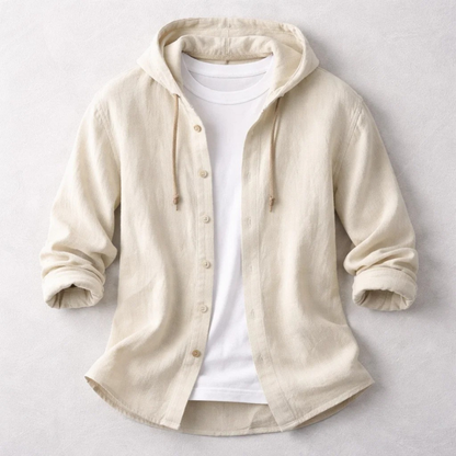 Relaxed fit men's lightweight hoodie shirt, ideal for all-day comfort. Versatile long sleeve hooded top.
