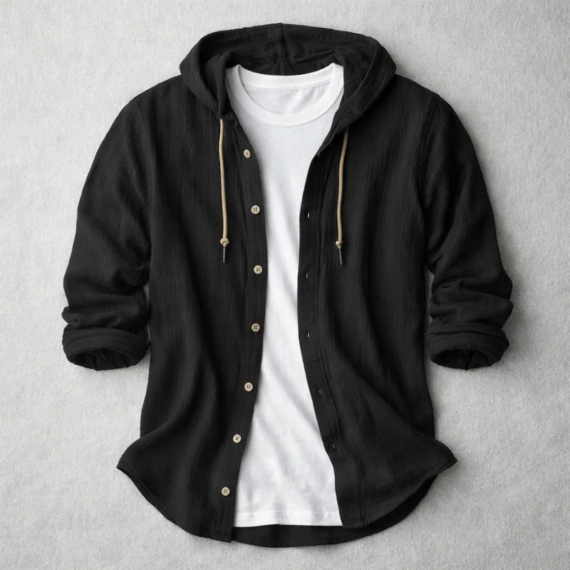 Casual men's lightweight long sleeve hoodie shirt. Relaxed fit hooded top for ultimate comfort & style.