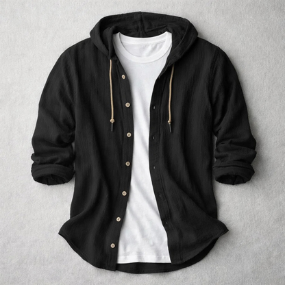 Casual men's lightweight long sleeve hoodie shirt. Relaxed fit hooded top for ultimate comfort & style.