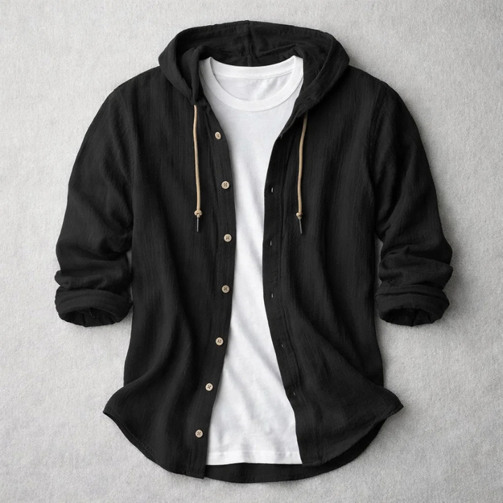 Casual men's lightweight long sleeve hoodie shirt. Relaxed fit hooded top for ultimate comfort & style.