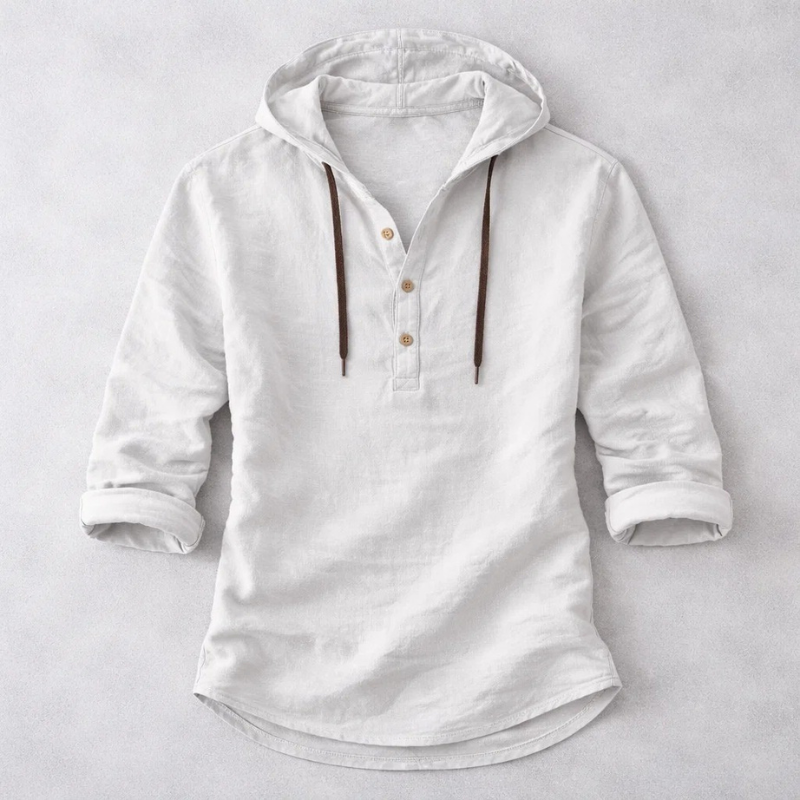 Versatile men's lightweight long sleeve hoodie shirt, relaxed fit. Great for spring fashion, summer casual, & everyday wear.