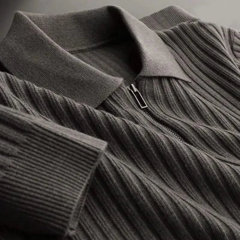 Soft men's long sleeve ribbed knit polo. Cotton blend for ultimate comfort & a tailored fit.
