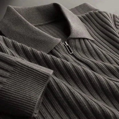 Soft men's long sleeve ribbed knit polo. Cotton blend for ultimate comfort & a tailored fit.
