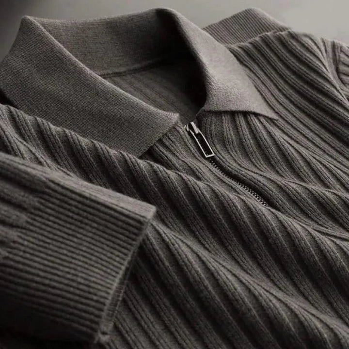 Soft men's long sleeve ribbed knit polo. Cotton blend for ultimate comfort & a tailored fit.