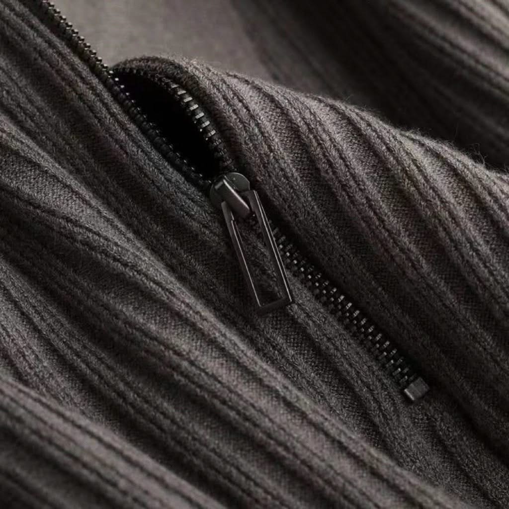Men's classic ribbed knit polo shirt, lightweight and comfortable cotton blend for versatile styling.
