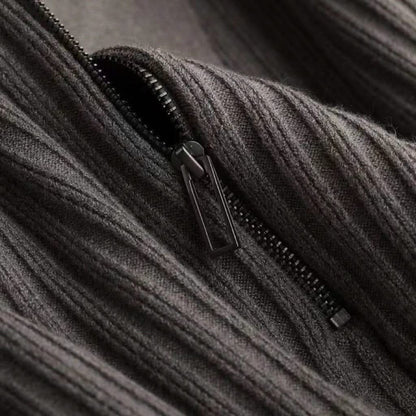 Men's classic ribbed knit polo shirt, lightweight and comfortable cotton blend for versatile styling.