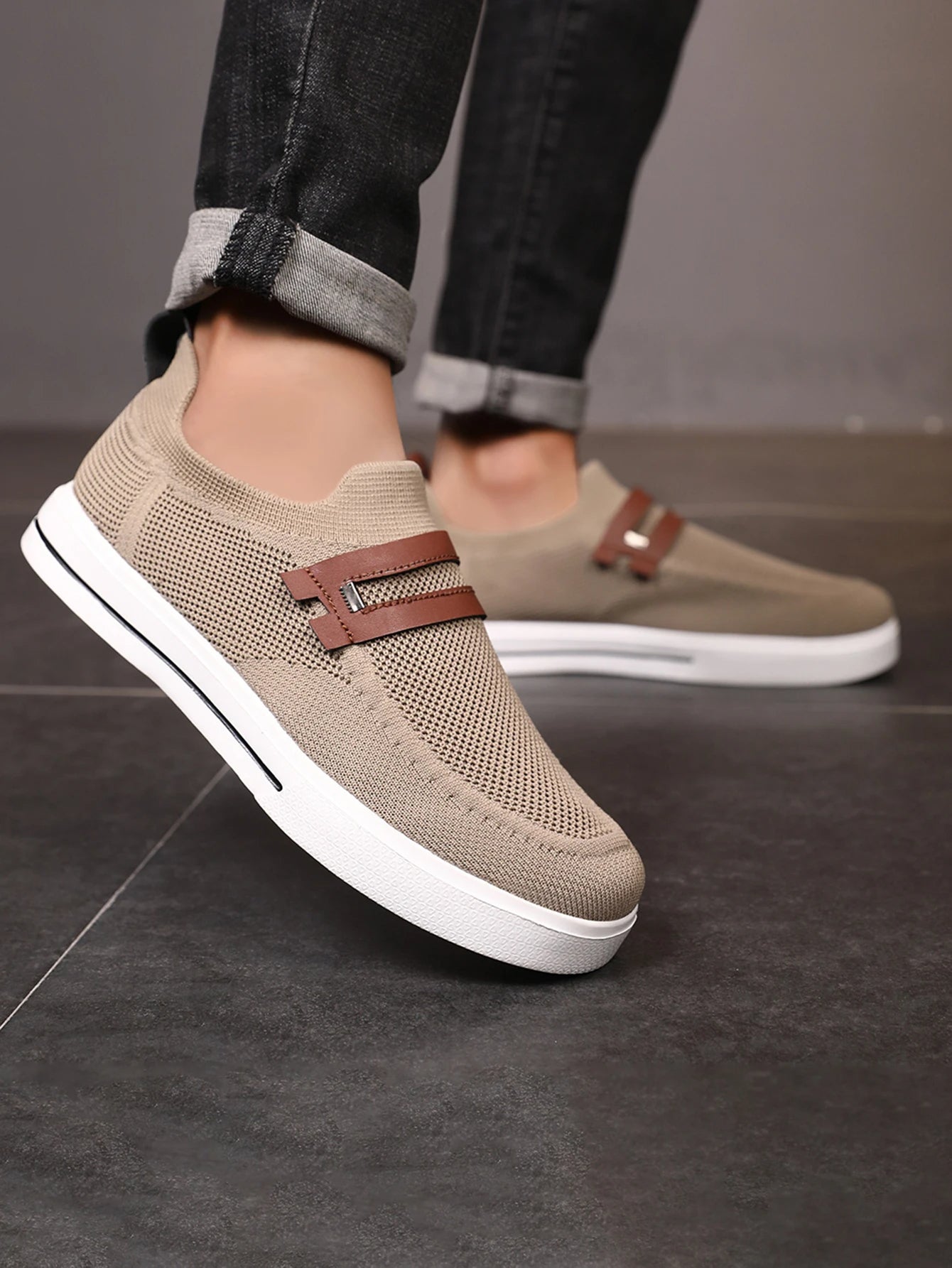 Fashionable men's slip-on loafers; breathable mesh and lightweight for ultimate comfort.