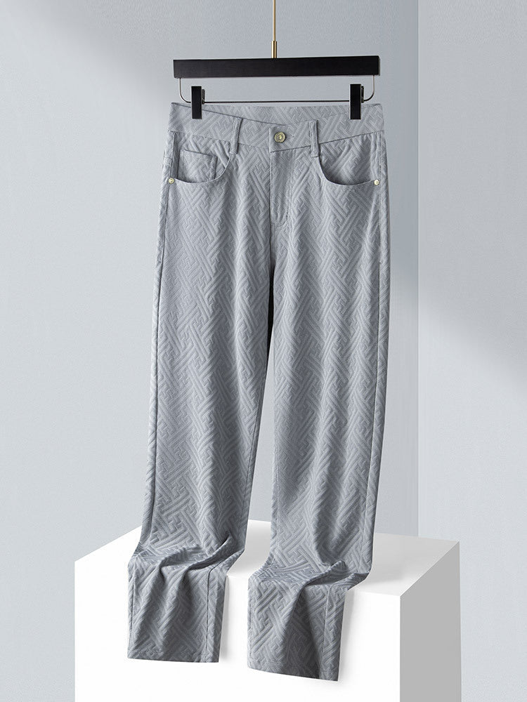 Green men's casual summer trousers. Lightweight, stretch fabric ensures comfort for warm weather activities.