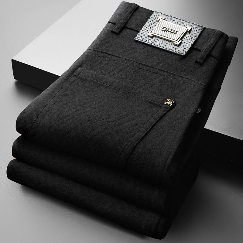 Black men's lightweight stretch trousers. Designed for summer comfort and versatile casual styling.